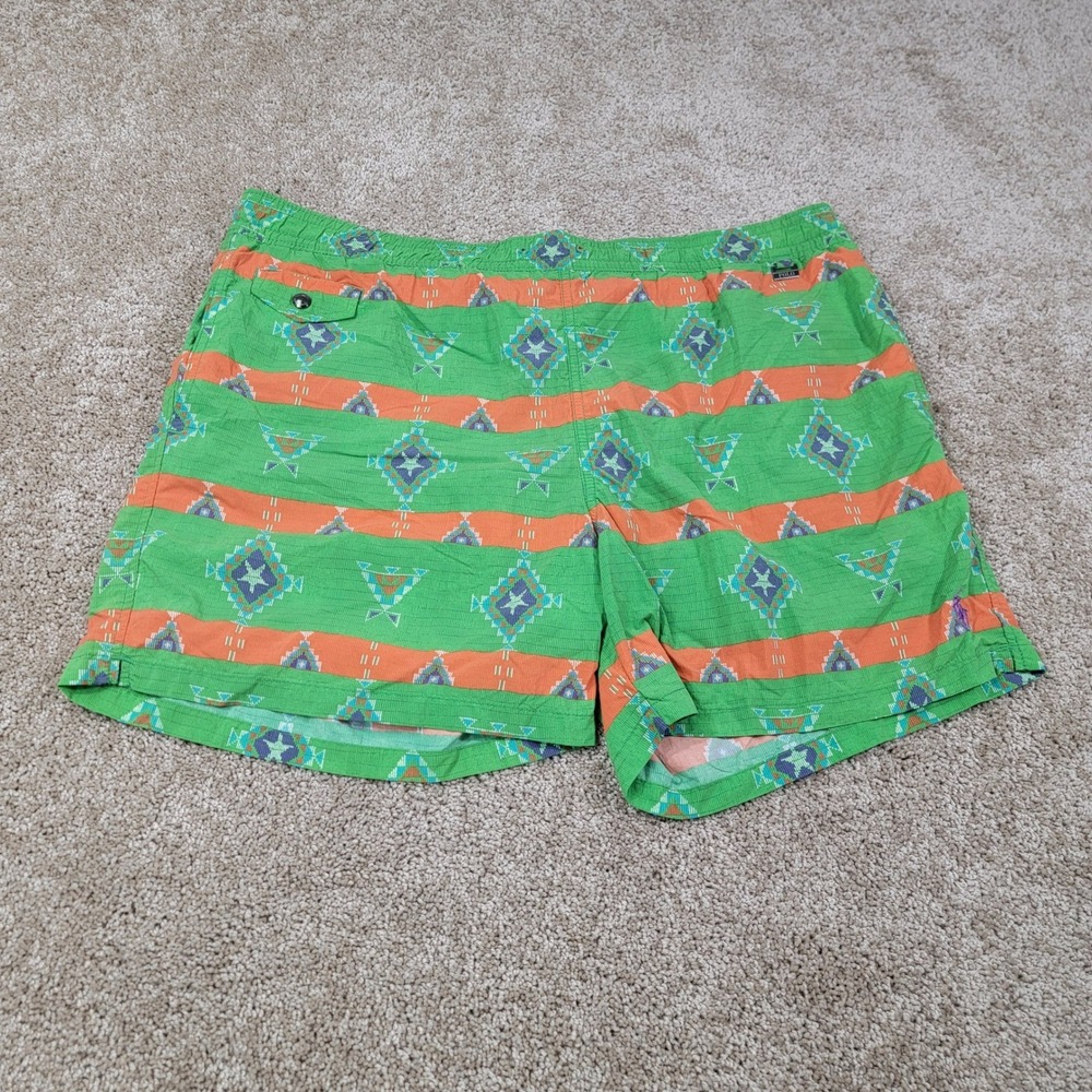 Polo Ralph Lauren Swim Trunks Green Orange Aztec Print XL